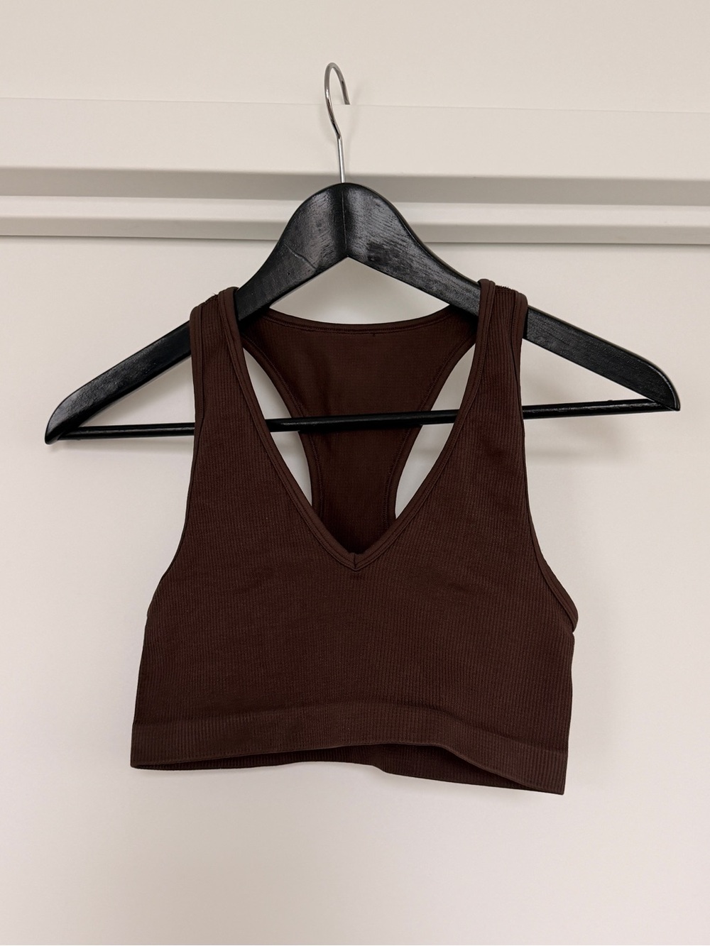 TNA Ribbed V-Neck Bra Crop Tank - Brown